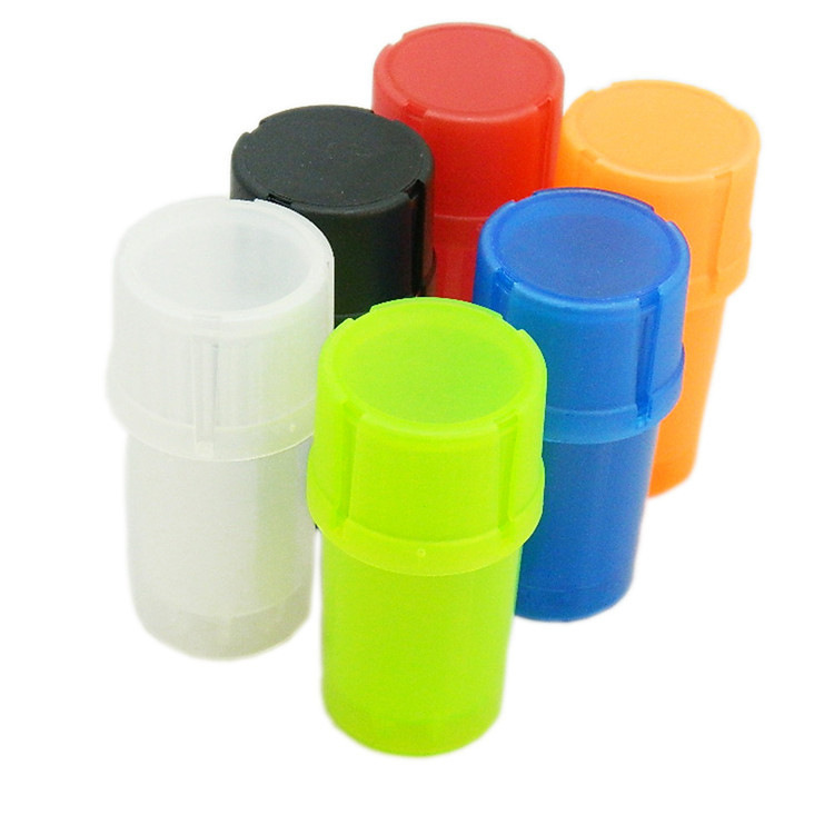 Small Airtight Plastic Herb Grinder Stash Jar 2-Layer Waterproof Storage Bottle 46mm