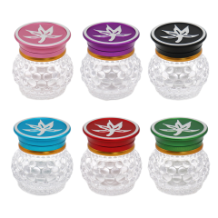 60mm Glass Body Herb Grinder with Aluminum Lid – Transparent Crystal Storage Jar Grinder for Tobacco & Herbs