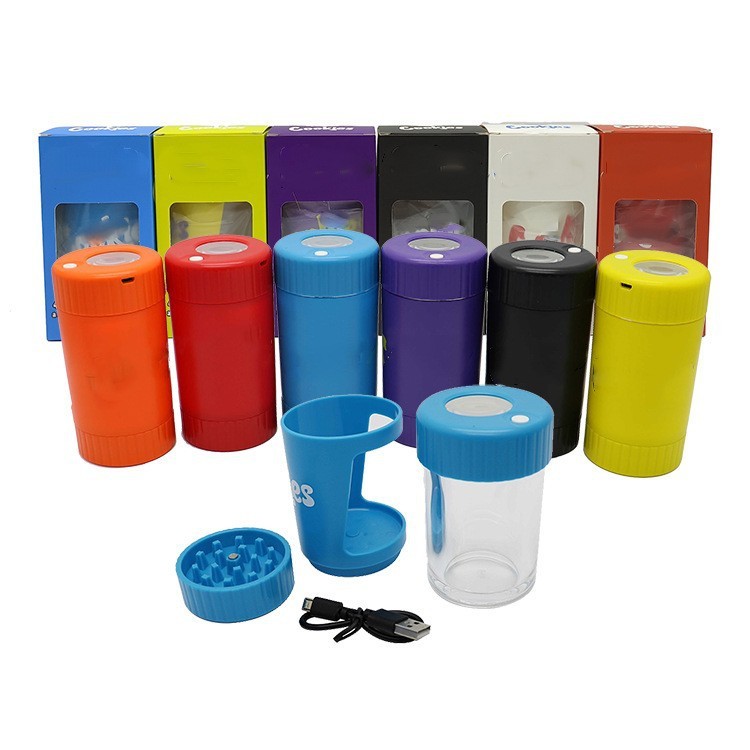 Backwoods Plastic LED Jar with Herb Grinder | 4-in-1 Smell Proof Storage Container