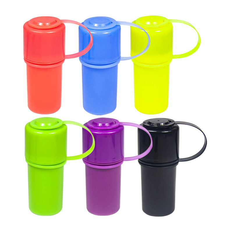 Plastic Herb Grinder Storage Container with Handle – 2-in-1 Herb Crusher and Stash Jar, Portable Airtight Design