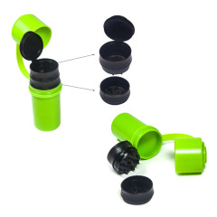 Plastic Herb Grinder Storage Container with Handle – 2-in-1 Herb Crusher and Stash Jar, Portable Airtight Design