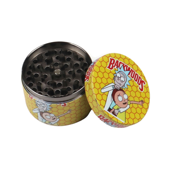 50mm/55mm/63mm Cartoon Backwoods Design Herb Grinder – 4 Layer Metal Tobacco Crusher