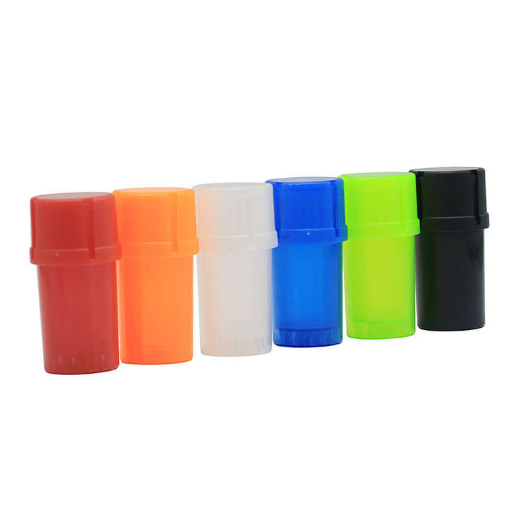 Small Airtight Plastic Herb Grinder Stash Jar 2-Layer Waterproof Storage Bottle 46mm