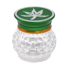 60mm Glass Body Herb Grinder with Aluminum Lid – Transparent Crystal Storage Jar Grinder for Tobacco & Herbs