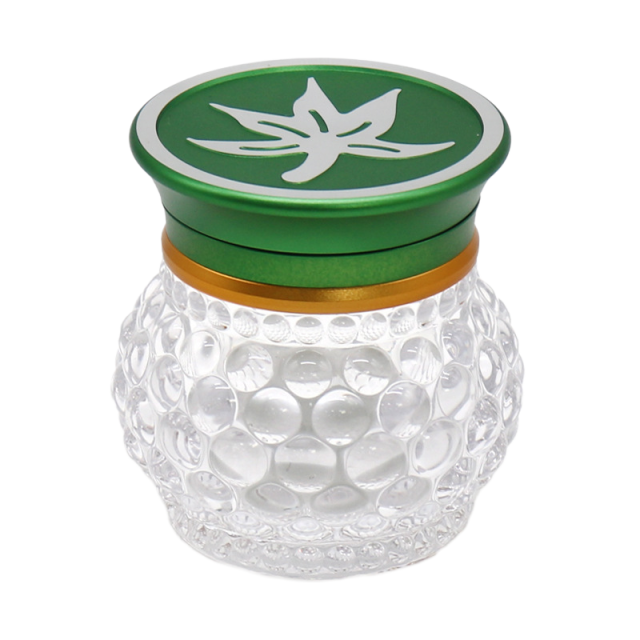 60mm Glass Body Herb Grinder with Aluminum Lid – Transparent Crystal Storage Jar Grinder for Tobacco & Herbs