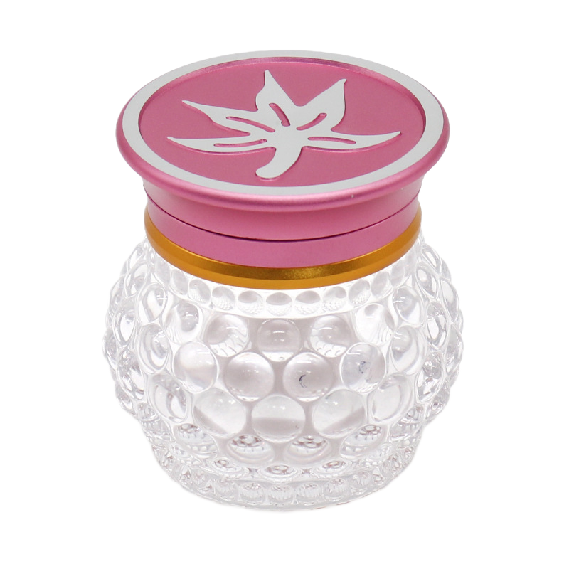 60mm Glass Body Herb Grinder with Aluminum Lid – Transparent Crystal Storage Jar Grinder for Tobacco & Herbs