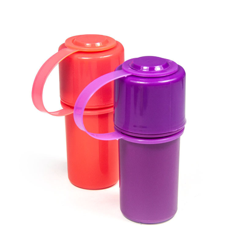 Plastic Herb Grinder Storage Container with Handle – 2-in-1 Herb Crusher and Stash Jar, Portable Airtight Design