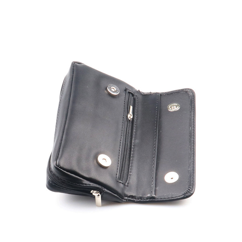 Premium PU Leather Tobacco Pouch with Zipper & Snap Closure | Portable Rolling Tobacco Storage Bag
