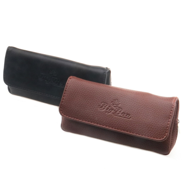 Premium PU Leather Tobacco Pouch with Zipper & Snap Closure | Portable Rolling Tobacco Storage Bag