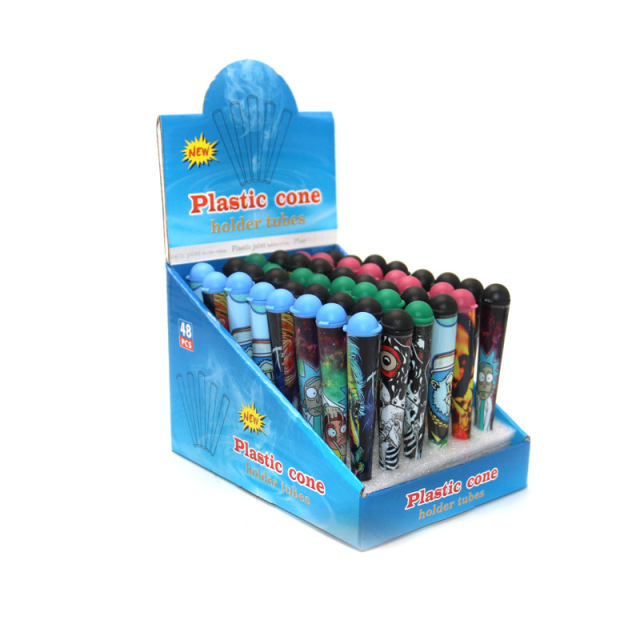 118mm Cone-Shaped Pre-Roll Tube – Airtight Odor-Proof Plastic Storage Container with Colorful Design