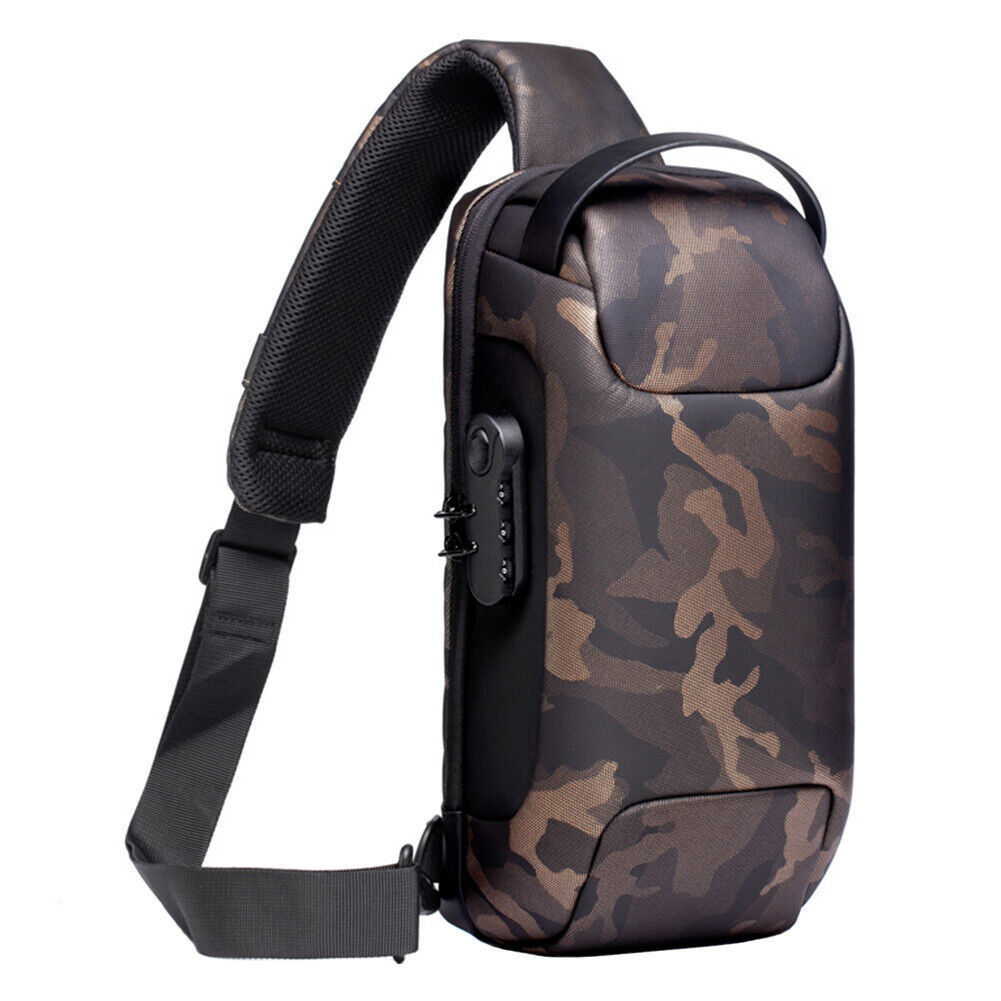Waterproof Anti-Theft Sling Bag with Lock – Slash-Resistant, Odor-Proof, Portable Crossbody Backpack