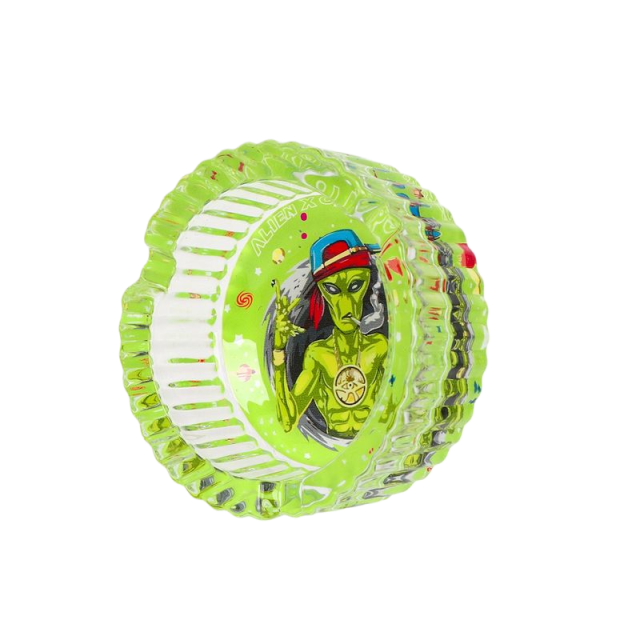 85mm Alien X OG LABS Glass Ashtray – Round Heat-Resistant Smoking Tray