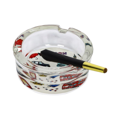85mm LONDON Glass Ashtray – Round Clear Crystal Smoking Tray