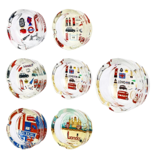 85mm LONDON Glass Ashtray – Round Clear Crystal Smoking Tray