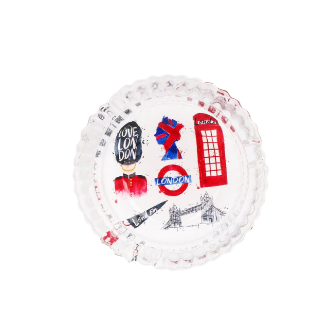 85mm London Series Glass Ashtray – Round Heat-Resistant Smoking Tray
