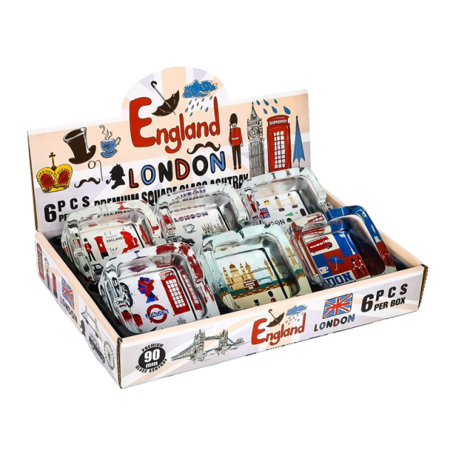 LONDON Square Glass Ashtray – 90mm Heavy Duty Smoking Tray