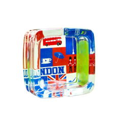 LONDON Square Glass Ashtray – 90mm Heavy Duty Smoking Tray