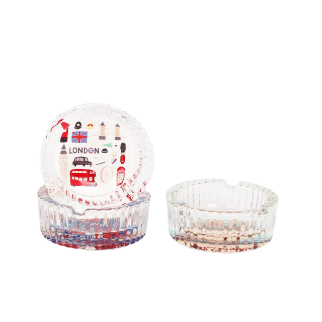 85mm London Series Glass Ashtray – Round Heat-Resistant Smoking Tray