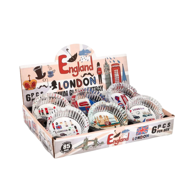 85mm London Series Glass Ashtray – Round Heat-Resistant Smoking Tray