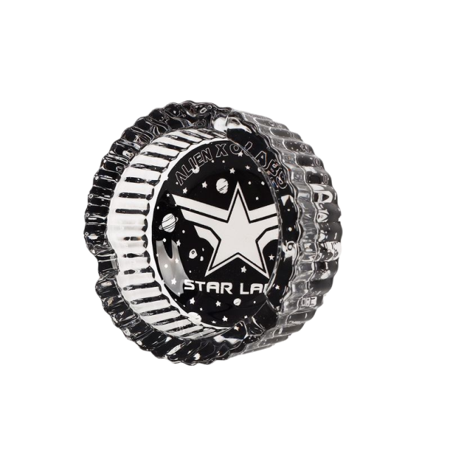 85mm Alien X OG LABS Glass Ashtray – Round Heat-Resistant Smoking Tray