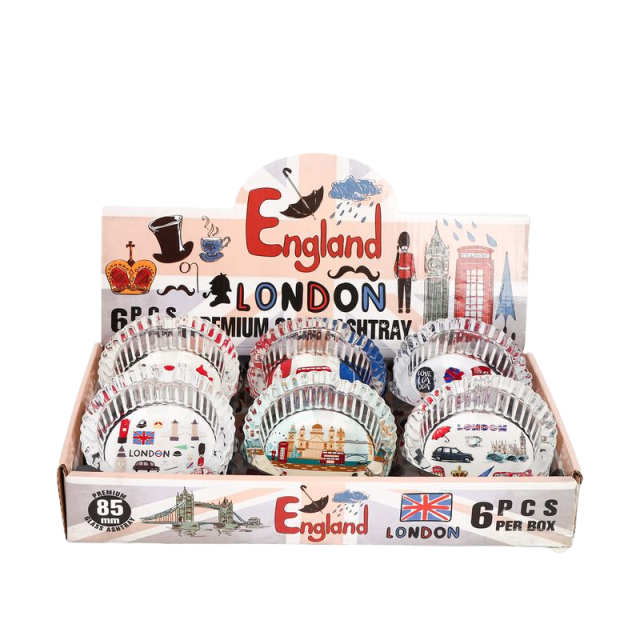85mm London Series Glass Ashtray – Round Heat-Resistant Smoking Tray