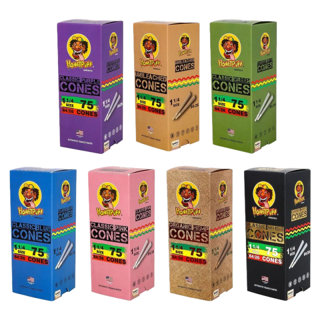 HONEYPUFF Pre-Rolled Cones 84mm with 26mm Filter – 75pcs Box