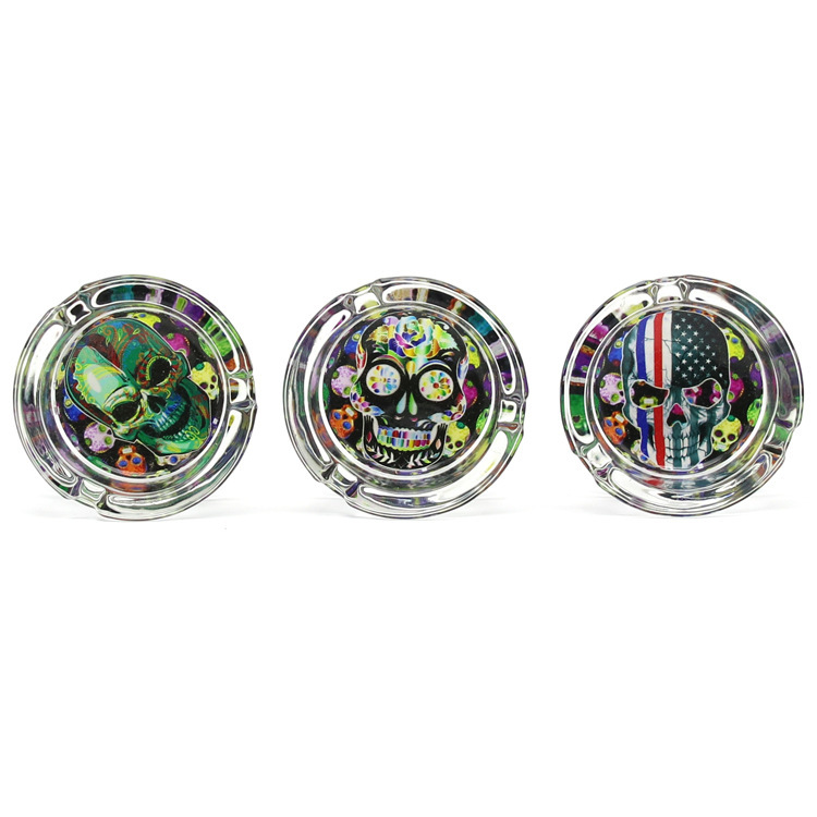 85mm Crystal Glass Ashtray – Colorful Printed Base