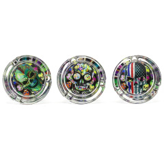 85mm Crystal Glass Ashtray – Colorful Printed Base