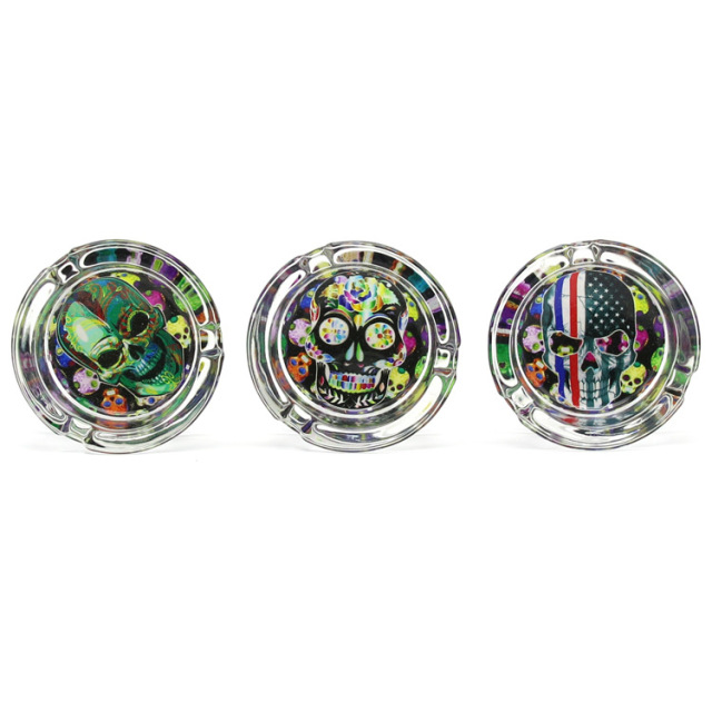 85mm Crystal Glass Ashtray – Colorful Printed Base