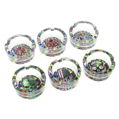 85mm Crystal Glass Ashtray – Colorful Printed Base