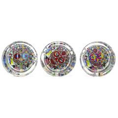 85mm Crystal Glass Ashtray – Colorful Printed Base