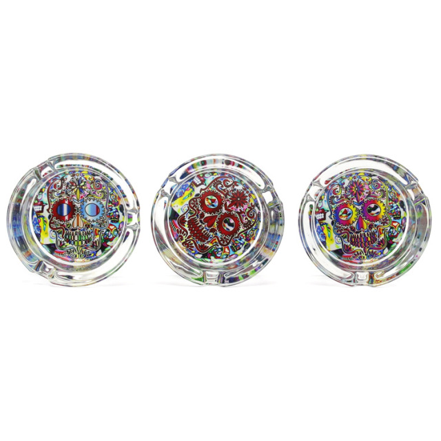 85mm Crystal Glass Ashtray – Colorful Printed Base