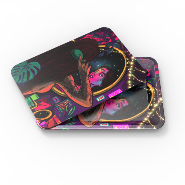 Magnetic Lid Rolling Tray Set – 180×125mm Metal Tray with PVC Magnetic Cover