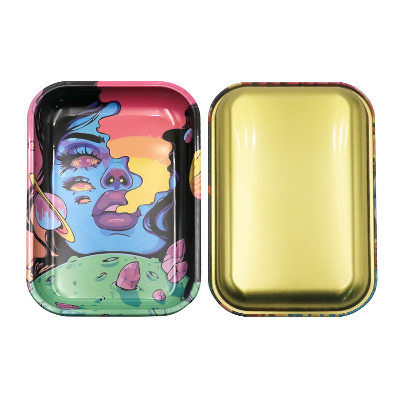 Medium Metal Rolling Tray – 288×188mm, Creative Printed Design