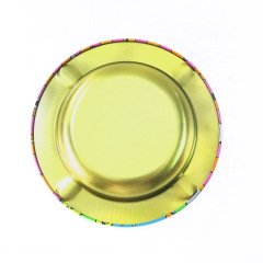 Mini Round Rolling Tray – 14cm Metal Herb Tray with Creative Prints