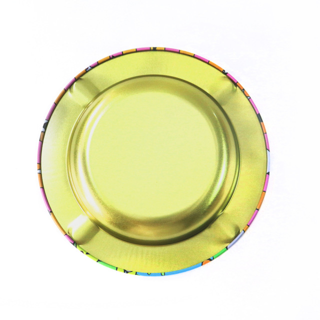 Mini Round Rolling Tray – 14cm Metal Herb Tray with Creative Prints