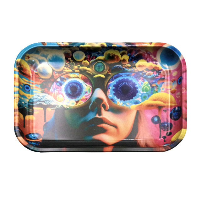 Medium Metal Rolling Tray – 288×188mm, Creative Printed Design