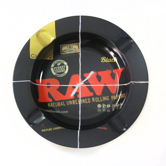 Mini Round Rolling Tray – 14cm Metal Herb Tray with Creative Prints