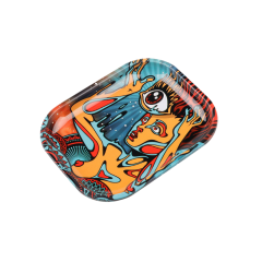 Small Printed Metal Rolling Tray – 18×14cm Durable Smoking Accessory