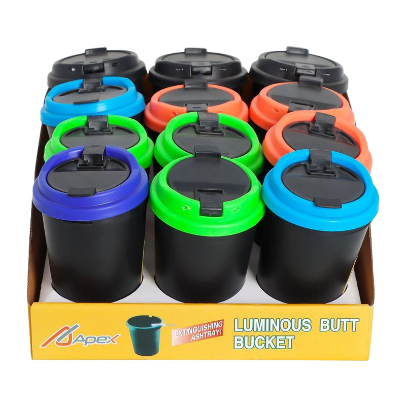 Plastic Car Ashtray with Flip Lid – Portable Auto Cigarette Butt Bucket, 85×128mm
