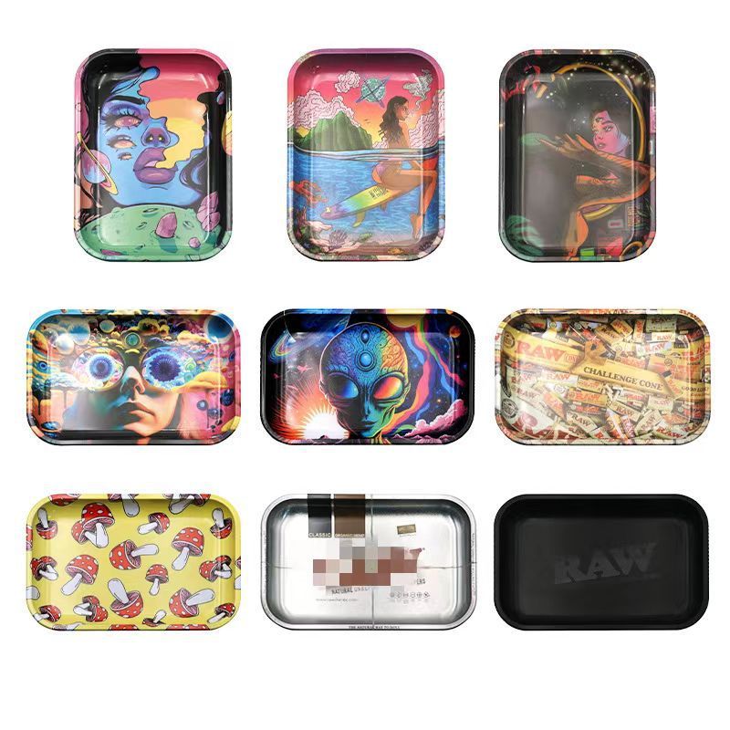 Medium Metal Rolling Tray – 288×188mm, Creative Printed Design