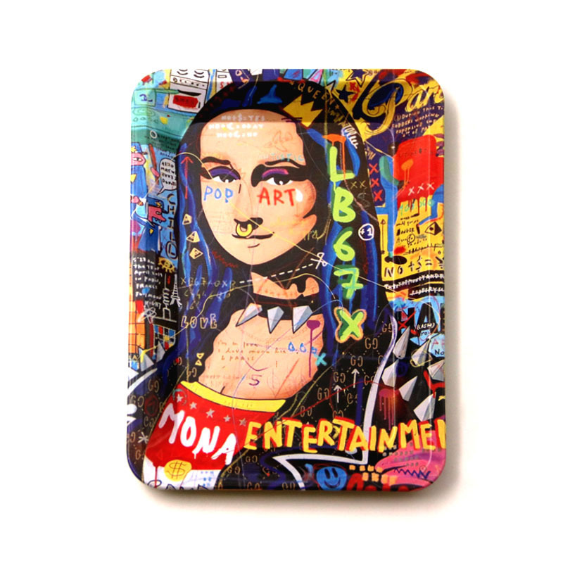 Mini Metal Rolling Tray – 180×125mm, Creative Printed Design