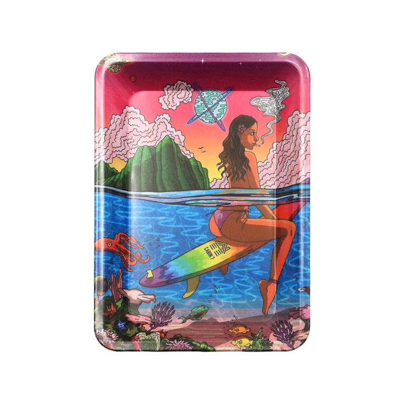 Mini Metal Rolling Tray – 180×125mm, Creative Printed Design