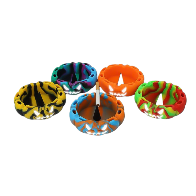 Silicone Ashtray – Halloween Pumpkin Design, Glow-in-the-Dark, 116×35mm