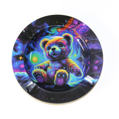 Mini Round Rolling Tray – 14cm Metal Herb Tray with Creative Prints