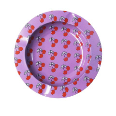 Mini Round Rolling Tray – 14cm Metal Herb Tray with Creative Prints