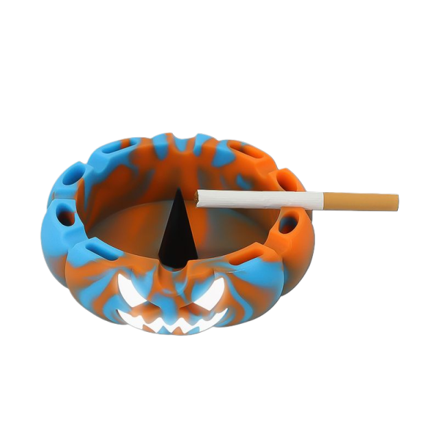 Silicone Ashtray – Halloween Pumpkin Design, Glow-in-the-Dark, 116×35mm
