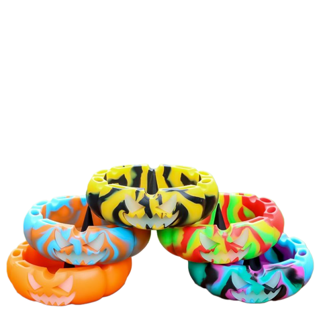 Silicone Ashtray – Halloween Pumpkin Design, Glow-in-the-Dark, 116×35mm