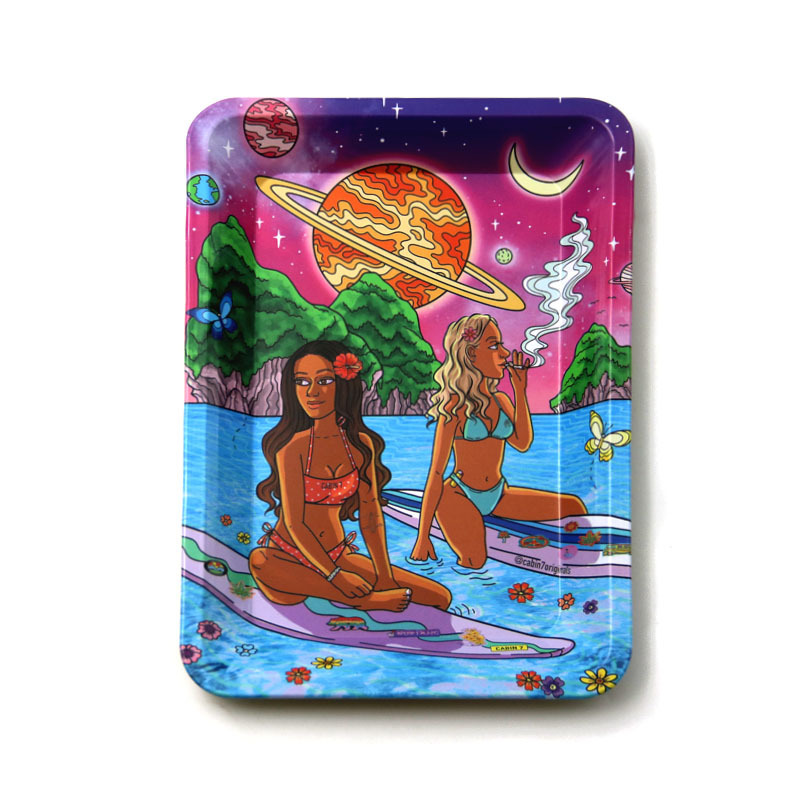 Mini Metal Rolling Tray – 180×125mm, Creative Printed Design