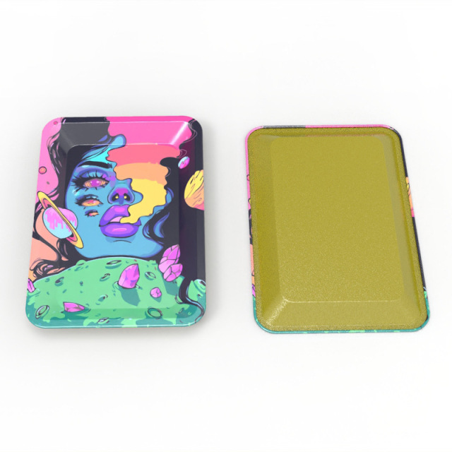 Magnetic Lid Rolling Tray Set – 180×125mm Metal Tray with PVC Magnetic Cover